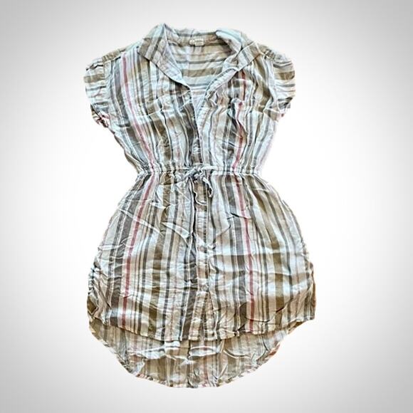 Japana Striped White Button-up Shirt Dress Womens Small - Picture 1 of 16